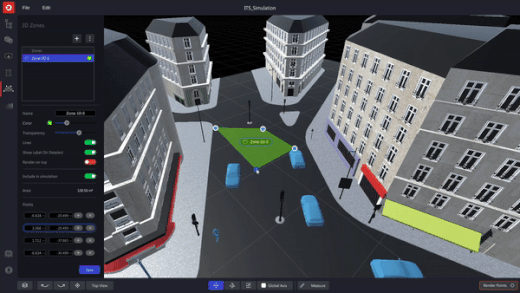 Outsight's simulation tool creating zones of interest