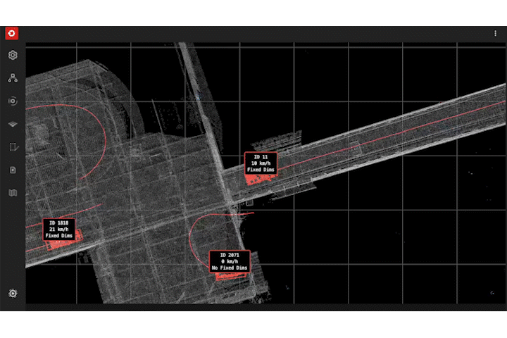 Outsight's 3D Spatial AI software tracking multiple vehicles and even a person